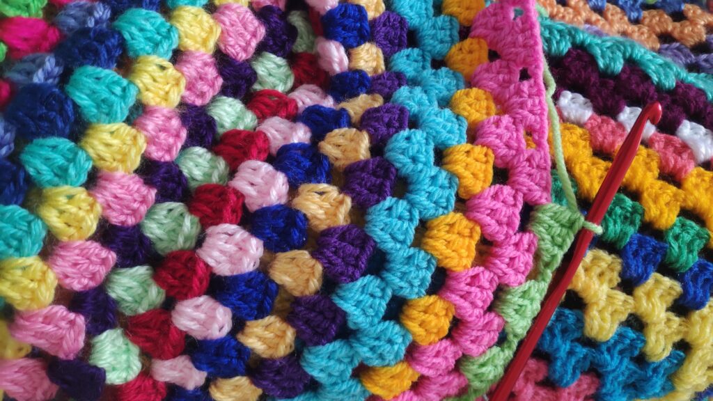 Picture of colourful crocheted blanket