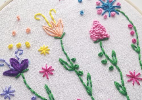 colourful hand embroidered flowers